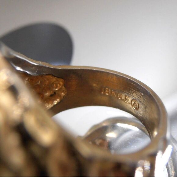 VTG 18K G.E. Faux Pearl Ring Size 5 Gold Electroplate Statement - Picture 5 of 5